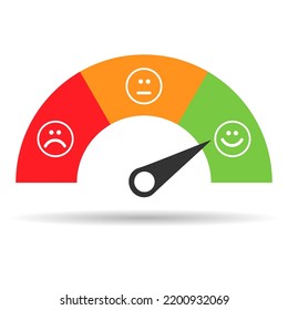 Icono de sombra del medidor de satisfacción del cliente, gráfico de medición de la medición del informe de negocios ilustración vectorial.