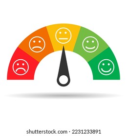 Icono de sombra del medidor de satisfacción del cliente, gráfico de medición de la medición del informe de negocios ilustración vectorial.