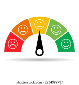 Icono de sombra del medidor de satisfacción del cliente, gráfico de medición de la medición del informe de negocios ilustración vectorial.