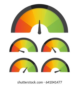 Customer satisfaction meter speedometer set. Vector illustration.