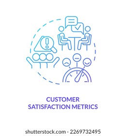 Customer satisfaction metrics blue gradient concept icon. Find clients experience. Assess company reputation abstract idea thin line illustration. Isolated outline drawing. Myriad Pro-Bold font used