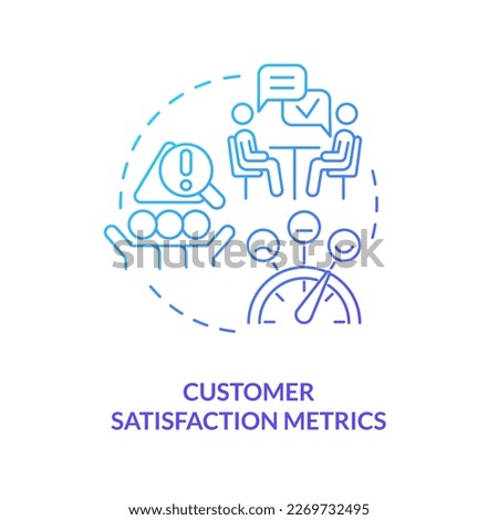 Customer satisfaction metrics blue gradient concept icon. Find clients experience. Assess company reputation abstract idea thin line illustration. Isolated outline drawing. Myriad Pro-Bold font used