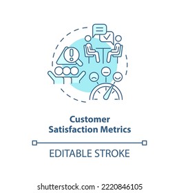 Customer satisfaction metrics turquoise concept icon. Find client feedbacks abstract idea thin line illustration. Isolated outline drawing. Editable stroke. Arial, Myriad Pro-Bold fonts used