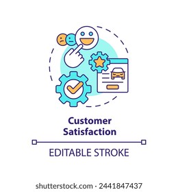 Customer satisfaction multi color concept icon. Transportation services, quality assurance. Round shape line illustration. Abstract idea. Graphic design. Easy to use in infographic, presentation