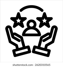 Icono de contorno de satisfacción del Cliente. Ilustración vectorial simple sobre fondo blanco