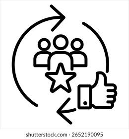 Icono de contorno de satisfacción del Cliente Ilustración vectorial