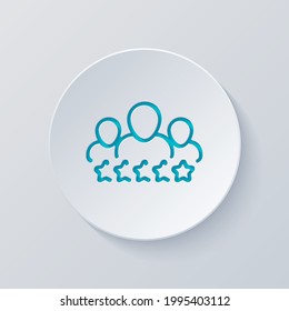 Customer satisfaction, rate of service, client experience, business icon. Cut circle with gray and blue layers. Paper style