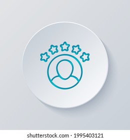 Customer satisfaction, rate of service, client experience, business icon. Cut circle with gray and blue layers. Paper style