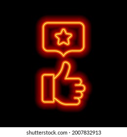 Customer satisfaction, rate of service, client experience, business icon. Orange neon style on black background. Light linear icon with editable stroke
