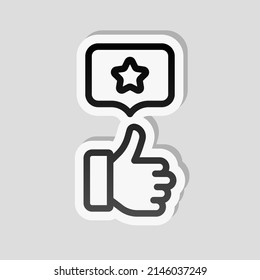 Customer satisfaction, rate of service, client experience, business icon. Linear sticker, white border and simple shadow on gray background