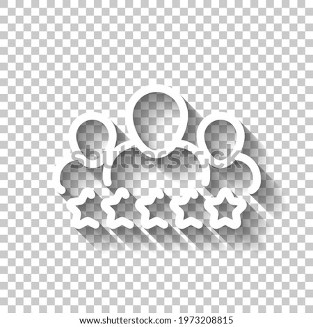 Customer satisfaction, rate of service, client experience, business icon. White linear icon with editable stroke and shadow on transparent background