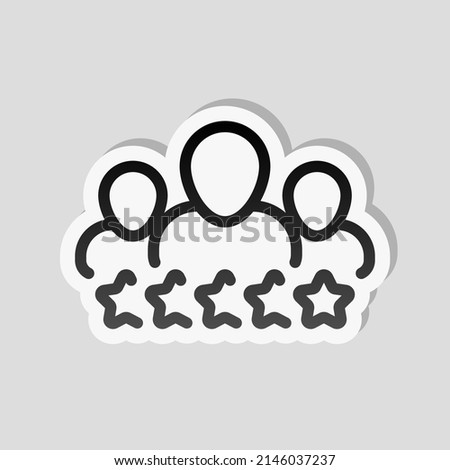 Customer satisfaction, rate of service, client experience, business icon. Linear sticker, white border and simple shadow on gray background
