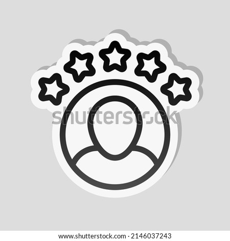 Customer satisfaction, rate of service, client experience, business icon. Linear sticker, white border and simple shadow on gray background