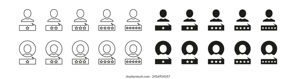 Customer satisfaction rate vector icons. Stars experience ranking. Service feedback rating.