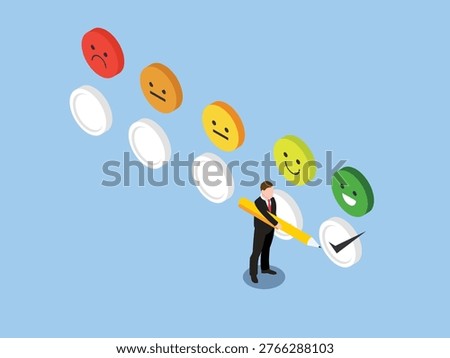 Customer Satisfaction Rating and Business Feedback Survey 3d isometric vector illustration