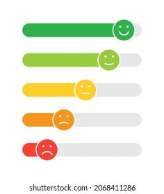 Customer Satisfaction Rating. Feedback Emotion Scale On White Background. Slide Bar Rating. Vector Illustration