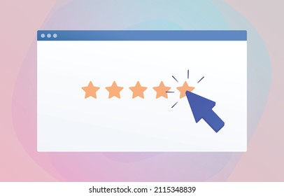 Customer Satisfaction Rating, Giving Five Star Feedback CSAT concept. Reviews stars with good and bad rate, NPS - Net Promoter Score, CES - Customer Effort Score, Review and recommendations