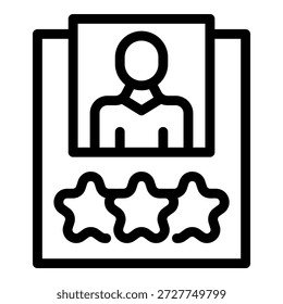 Customer satisfaction rating icon with feedback star in user profile evaluation vector for service quality assessment in business review and consumer level experience performance indicator system scor