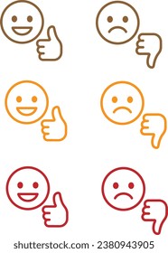 Customer satisfaction rating scale, smiley face with thumbs up and down.eps