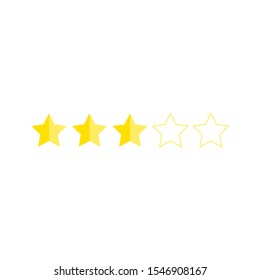 Customer satisfaction rating, stars 1 to 5, golden yellow