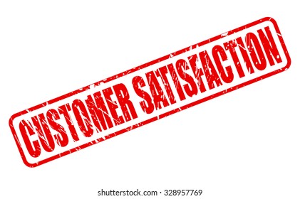 CUSTOMER SATISFACTION red stamp text on white