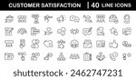 Customer satisfaction set of web icons in line style. Feedback icons for web and mobile app. Containing rating, like, dislike, customer experience, review, client satisfaction, testimonial and more