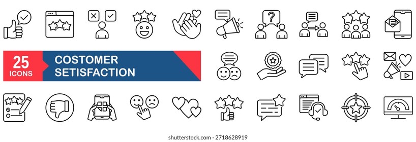 Cliente Concepto de la Ilustración vectorial para la satisfacción, la revisión, el Comentarios, el cliente, la línea, el servicio, la Encuesta, la mano, la estrella, como, el negocio