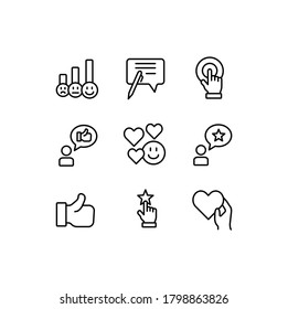 Customer satisfaction simple thin line icon vector illustration. Like, review, positive comment, rating.