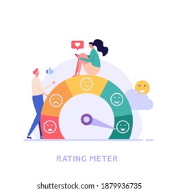 Customer Satisfaction Survey Clients Choosing Satisfaction Rating with Good and Bad Emotions. Concept of Client Feedback, Online Survey, Customer Review. Vector illustration for Web Design