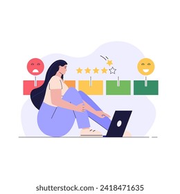 Customer Satisfaction Survey Clients Choosing Satisfaction Rating with Good and Bad Emotions. Concept of Client Feedback, Online Survey, Customer Review. Vector illustration for Web Design