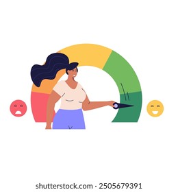 Customer Satisfaction Survey Clients Choosing Satisfaction Rating with Good and Bad Emotions. Concept of Client Feedback, Online Survey, Customer Review. Vector illustration for Web Design