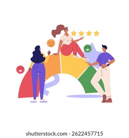 Customer Satisfaction Survey Clients Choosing Satisfaction Rating with Good and Bad Emotions. Concept of Client Feedback, Online Survey, Customer Review. Vector illustration for Web Design