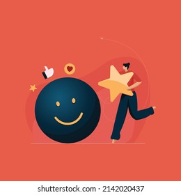 Customer Satisfaction Survey Clients positive feedback with Good Emotions, Online Survey and Review