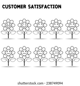 customer satisfaction survey with smile and flower : business concept vector