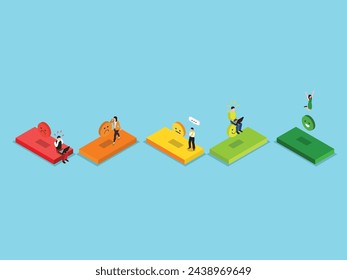 Encuestas de satisfacción del cliente, Valoración del cliente y Feedback ilustración vectorial isométrica 3d