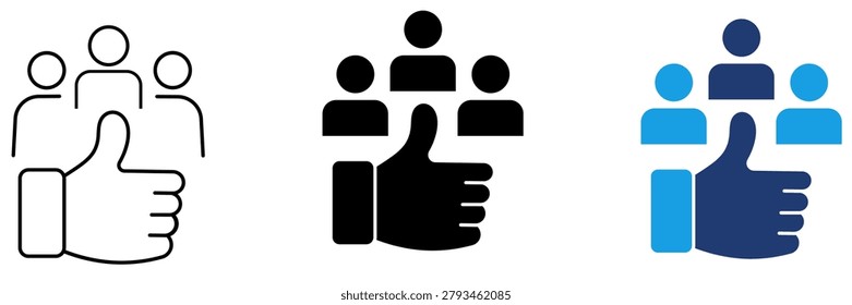 Customer Satisfaction and Team Thumbs Up Vector Icon Set.