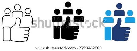 Customer Satisfaction and Team Thumbs Up Vector Icon Set.