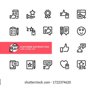 Customer satisfaction vector line icons. Simple set of outline symbols, graphic design elements. Line icons