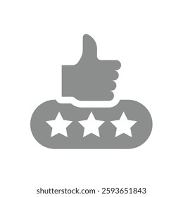 Customer satisfaction voting and ranking. Star rating and hand with thumb up vector icon.