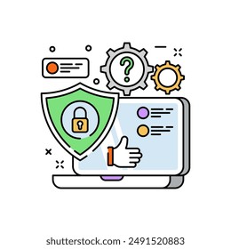 Customer Security Filled Color Icon, Vector illustration