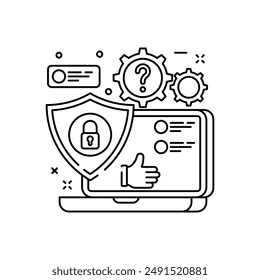 Customer Security Outline Icon, Vector illustration