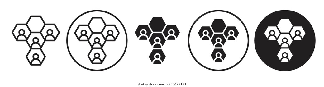 Customer Segment Icon. Business marketing audience segmentation symbol. Vector set of target user demographic division of social client. Flat outline of group customer people data chart. Consumer logo