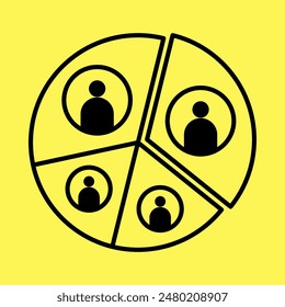 customer segment icon simple, line vector isolated on yellow background. trendy and modern design