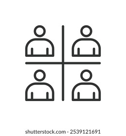 Customer segmentation icon in line design. Customer segmentation, audience, targeting, analysis, behavior on white background vector. Customer segmentation editable stroke icon