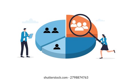customer segmentation and target audience analysis flat vector illustration market research data analytics business concept