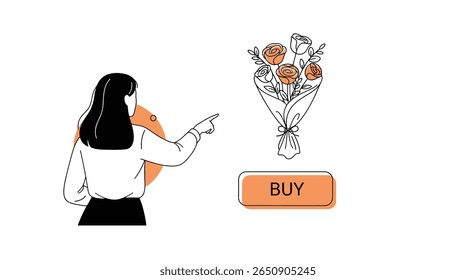 Customer selecting a flower bouquet for purchase online a retail experience