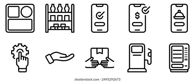 Customer Self Service Icon Set Efficient Line Style Collection for User Empowerment