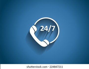 Customer service 24/7 Glossy Icon Vector Illustration EPS10