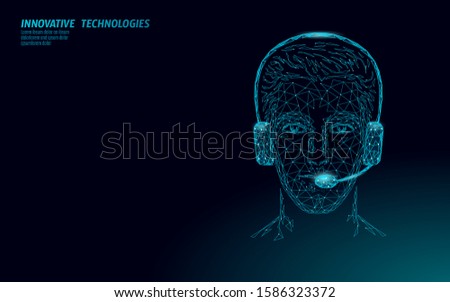 Customer service 3D manager concept. AI assistance headphone call center hotline. Client support consultant online help information. Telemarketing helpdesk technology. Headset job vector illustration