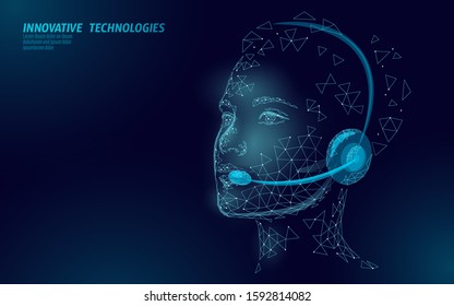 Customer service 3D woman manager concept. AI assistance headphone call center hotline. Client support consultant online help information. Headset girl vector illustration